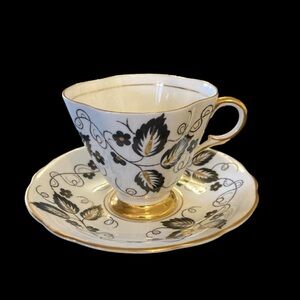 Windsor Black and Gold Floral Bone China Set